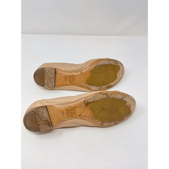 AGL Women Ballet Flats Beige Leather Slip On Chain Italian Ballerina 38.5 US 8.5 - Picture 7 of 8
